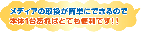 メディアの取換が簡単にできるので本体1台あればとても便利です！！